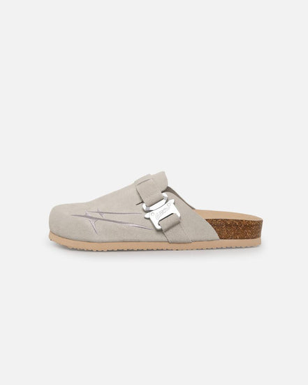 Gray sandal with a strap on a white background
