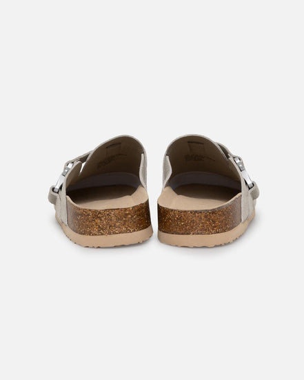 Pair of sandals with cork sole on a white background