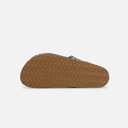 Brown sandal sole on a light gray background