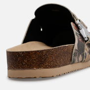 Brown sandal with cork sole on a white background