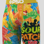 Colorful BRIEFS with Sour Patch Kids design on a white background