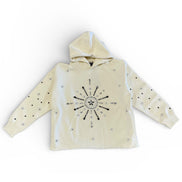 Beige hoodie with star design on a white background