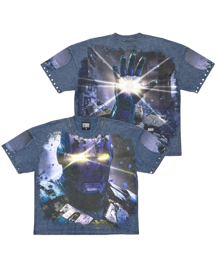 T-shirt with superhero graphic design on a white background
