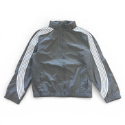 Gray jacket with white stripes on a white background