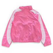 Pink jacket with white stripes on a white background