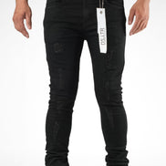 Dzstar super stretch ripped jeans in black 