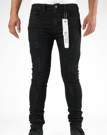 Dzstar super stretch ripped jeans in black 