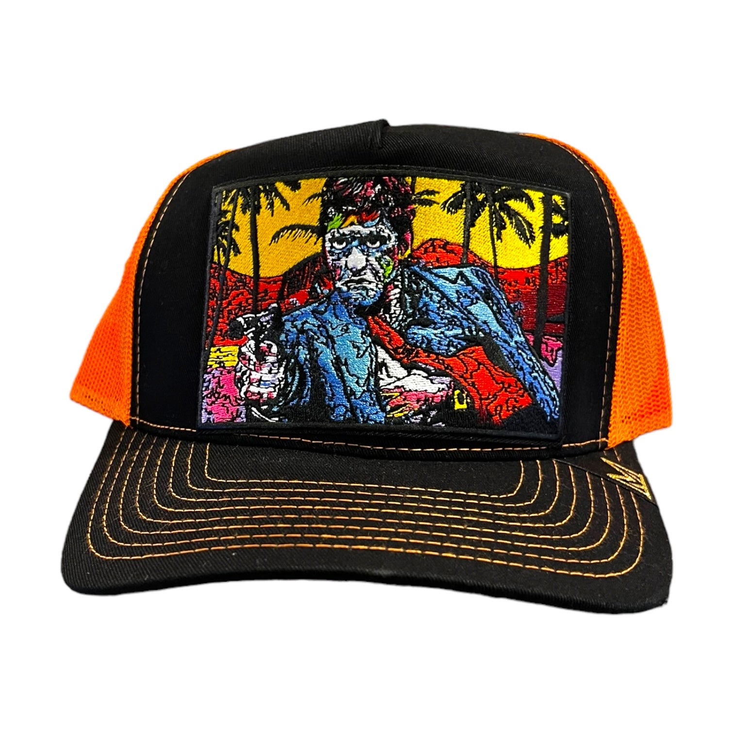 Scarface trucker hat black and orange