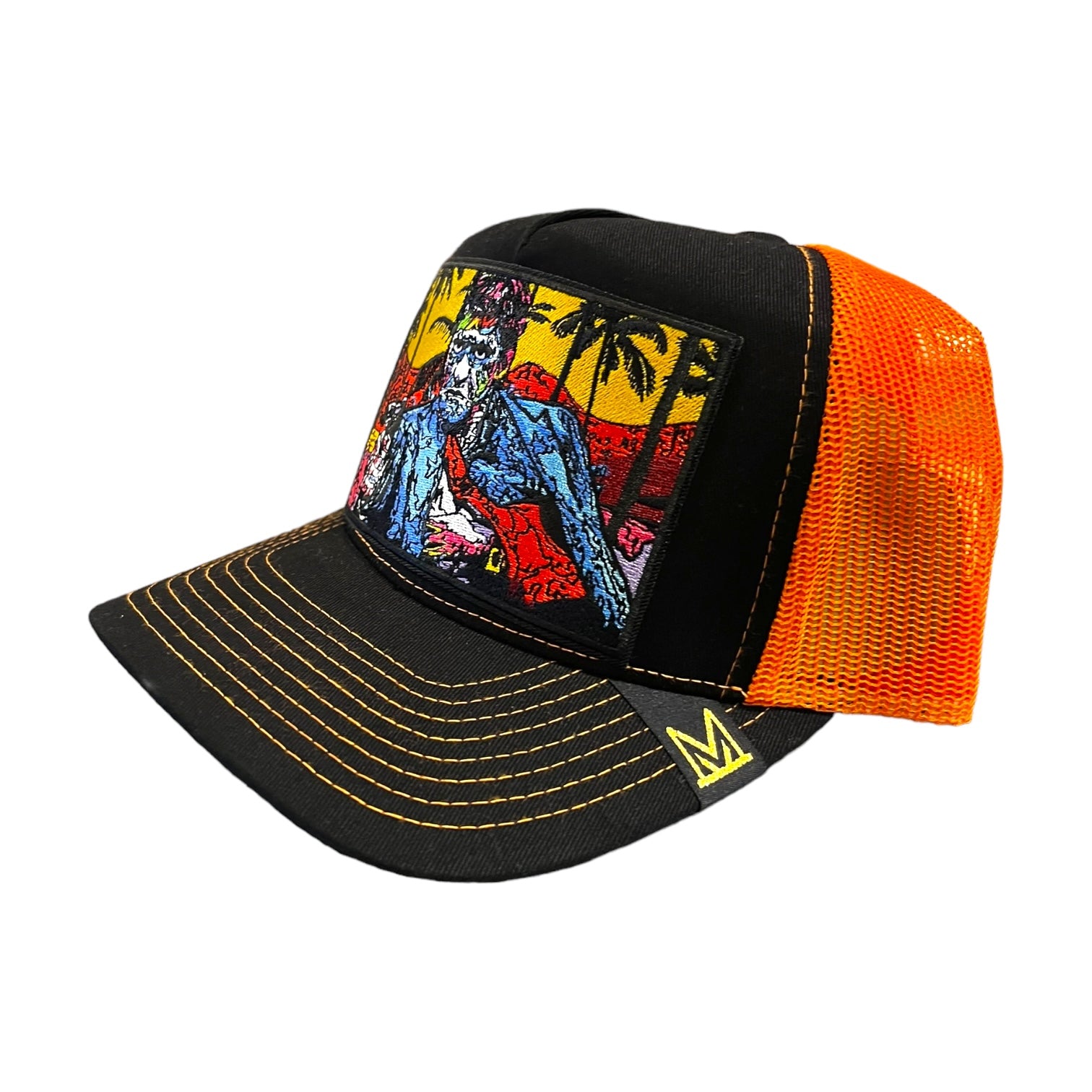 Scarface trucker hat black and orange