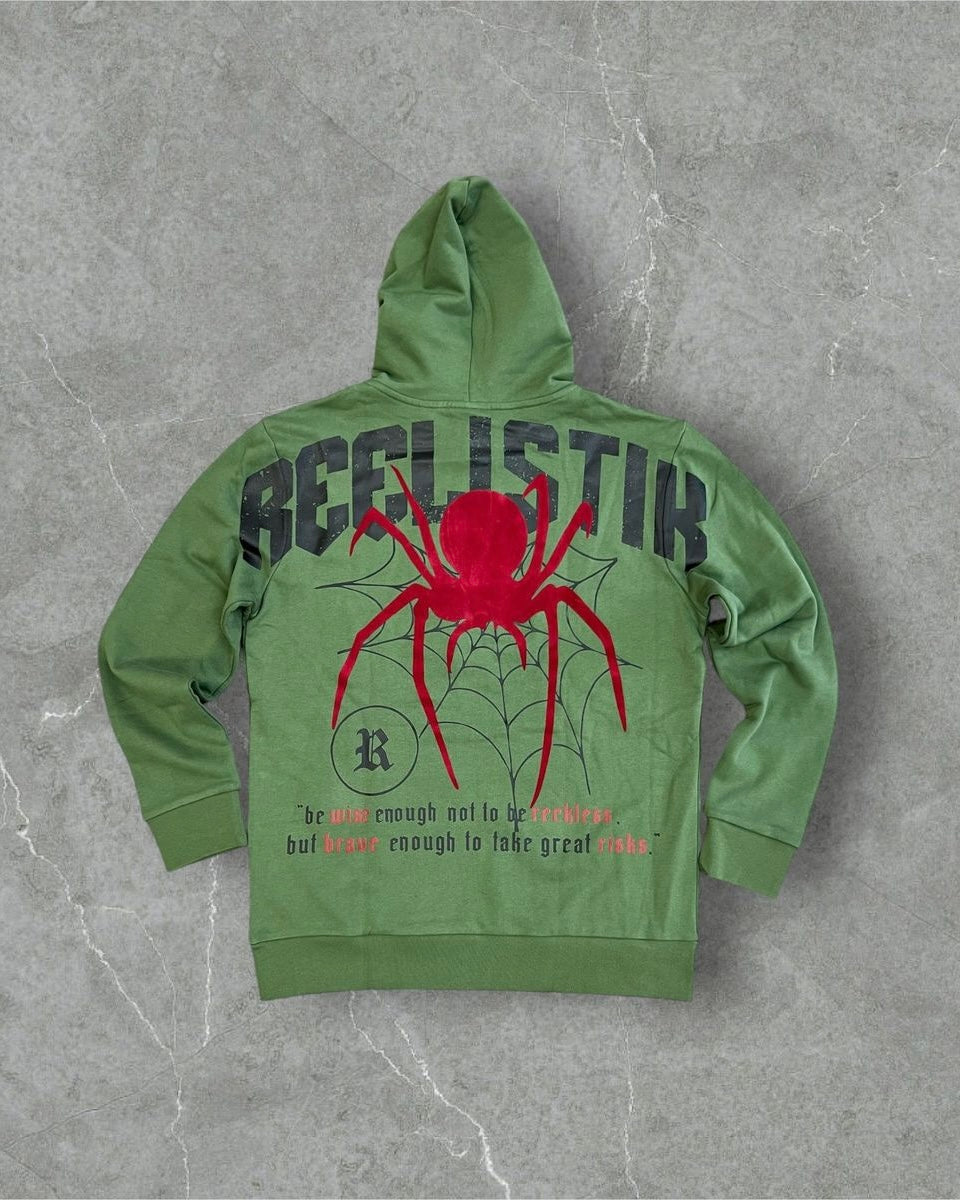 spider hoodie by brand reelistik in green