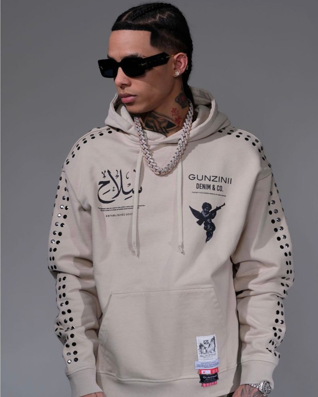 Stoned Dagger Hoodie in Cream Color 