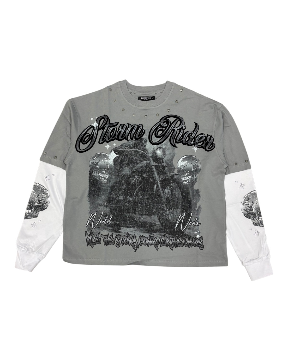 Storm rider layered long sleeve in grey by Roku studios
