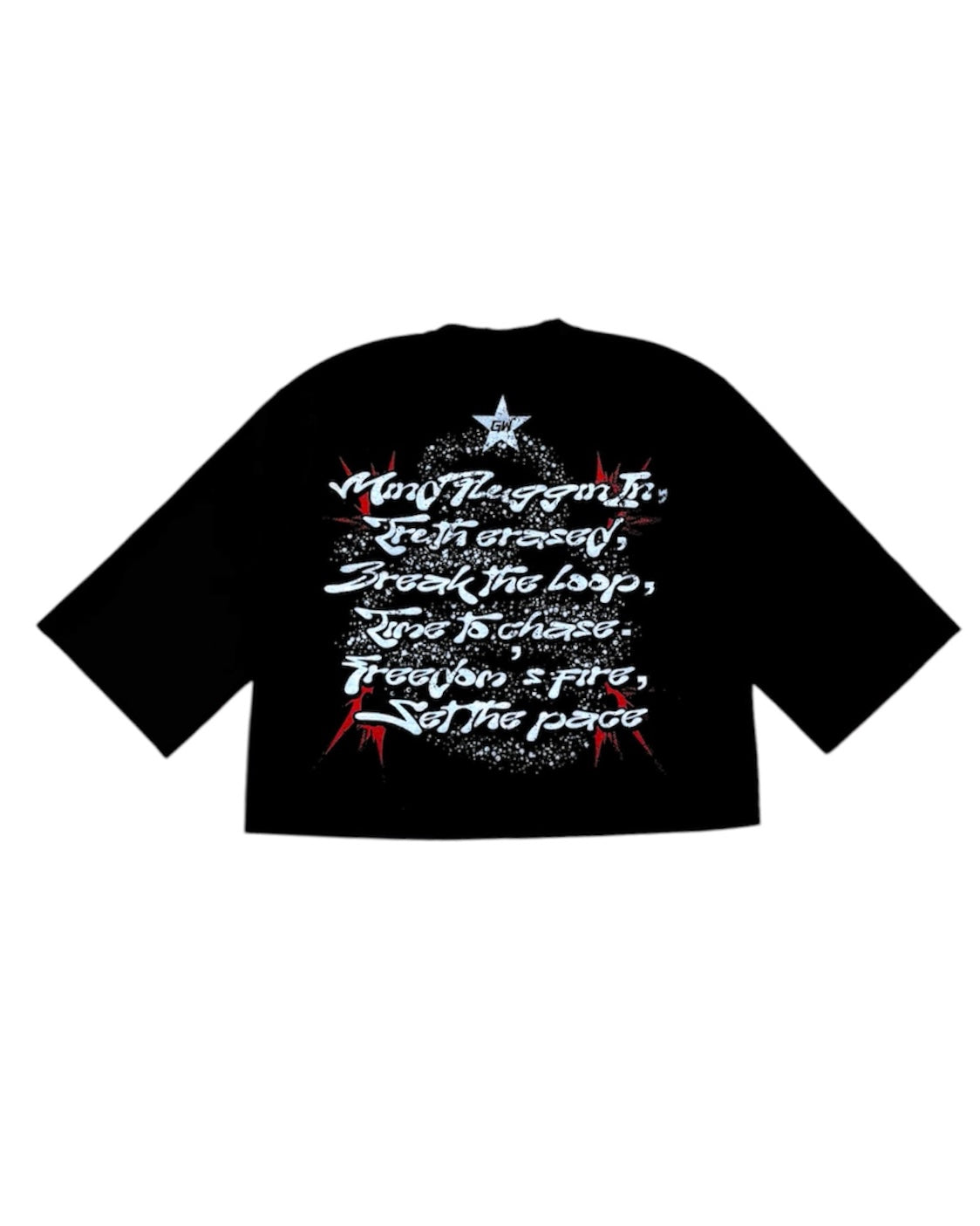 Swayed Oversized Crop Tee In Black Color 