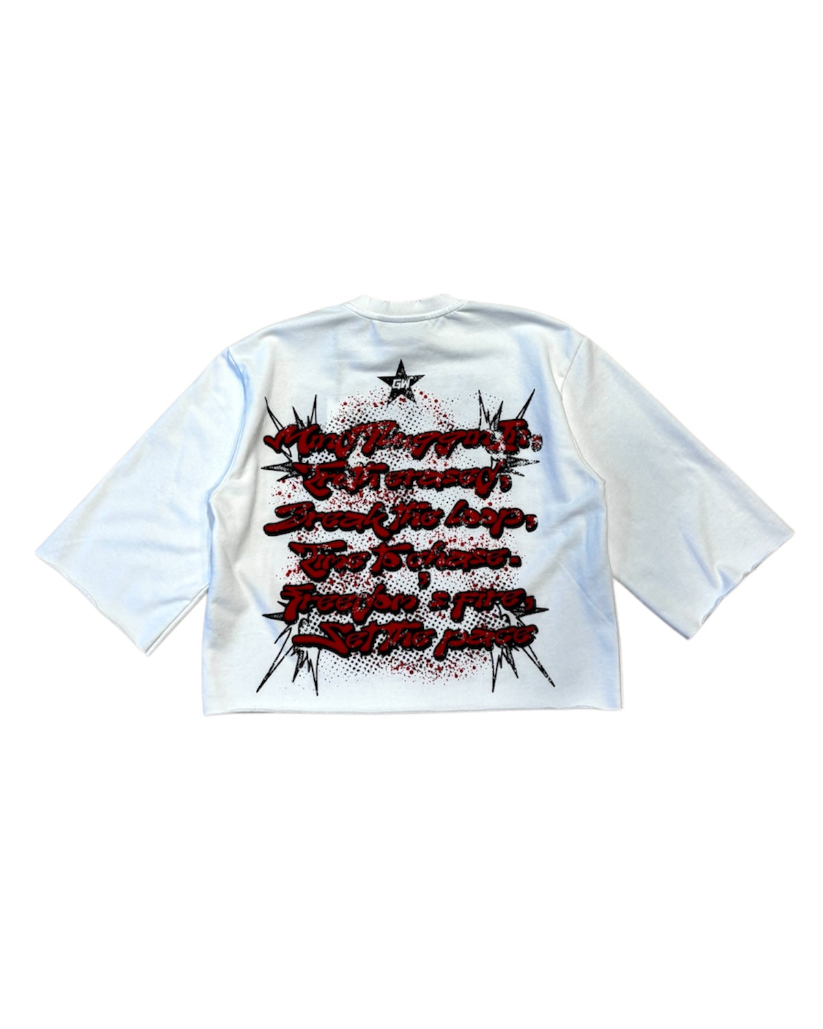 Swayed Oversized Crop Tee In White Color 