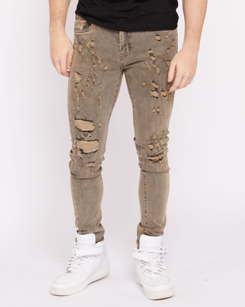 Thigh Distress Skinny Jeans