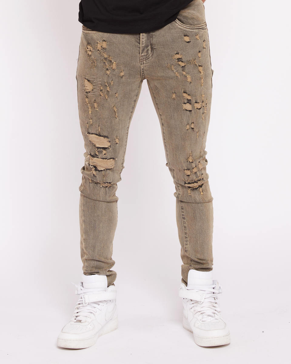 Thigh Distress Skinny Jeans