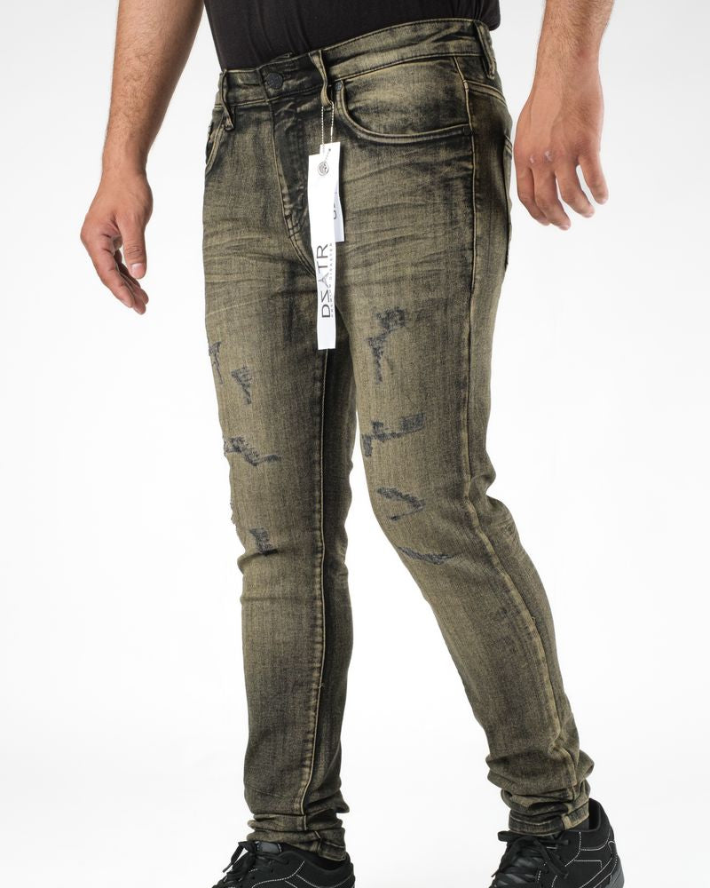 Dzstar tinted rip jeans in tinted black 