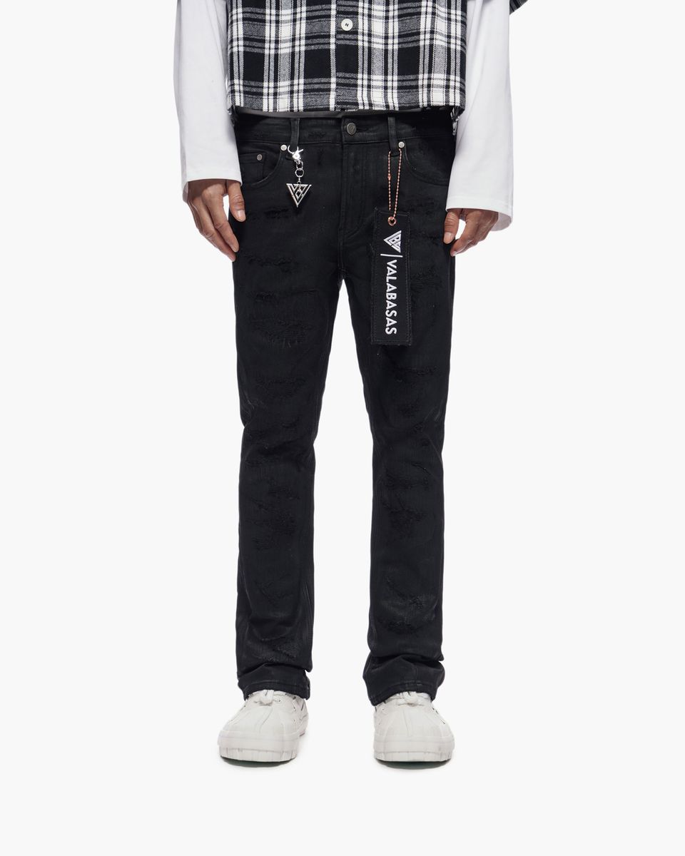 Trance Waxed Stacked Jeans