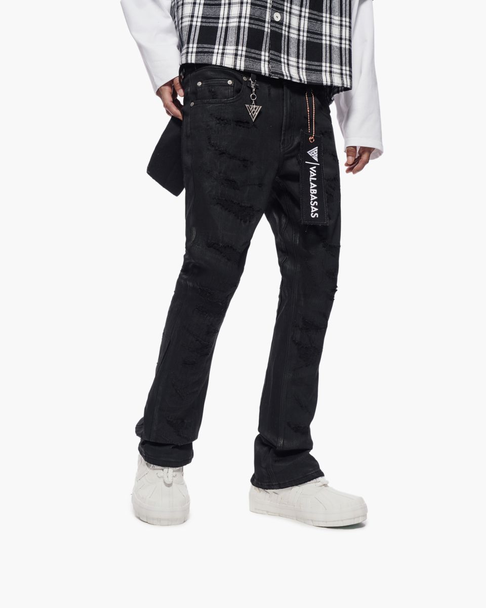 Trance Waxed Stacked Jeans