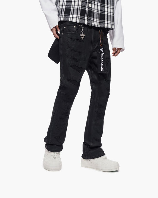 Trance Waxed Stacked Jeans
