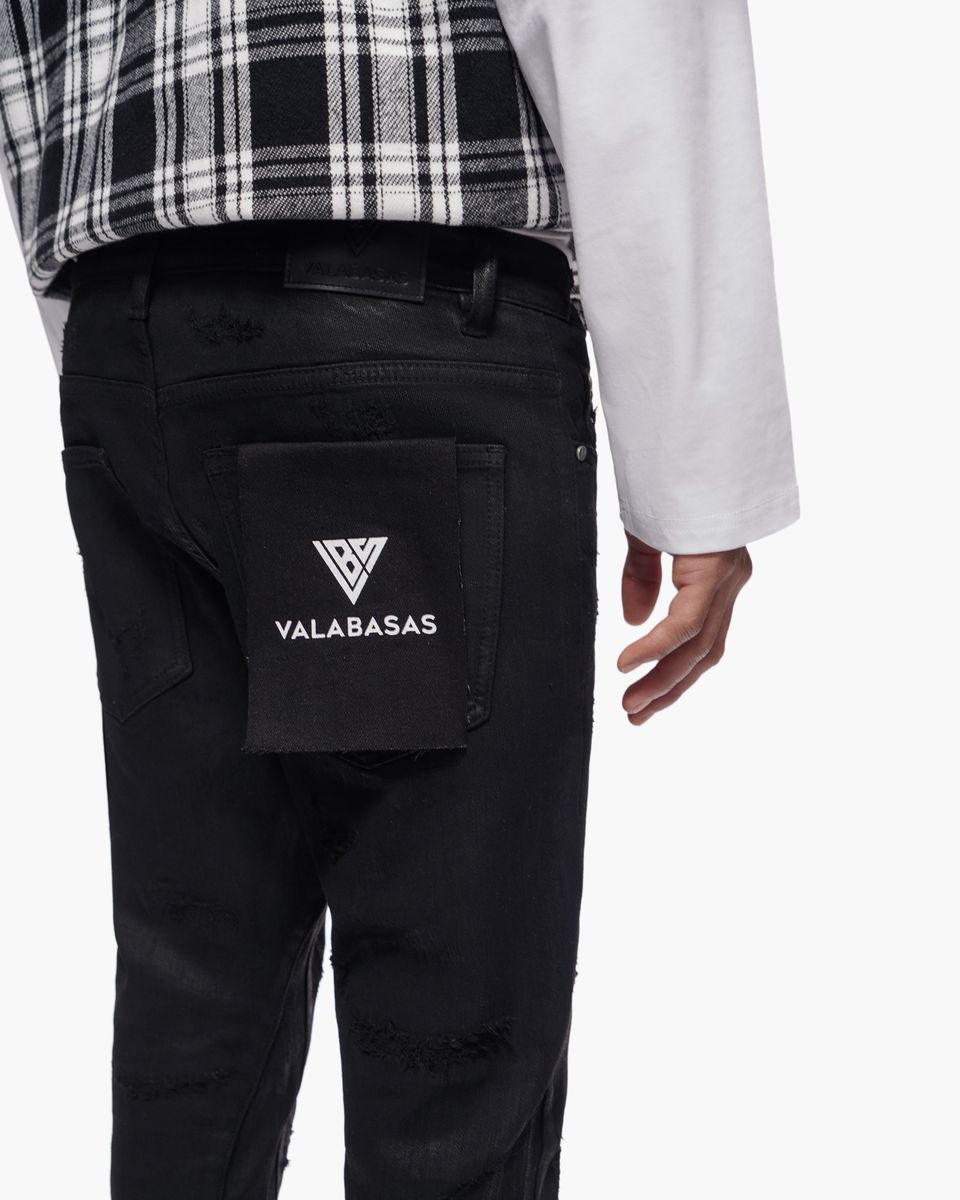 Trance Waxed Stacked Jeans