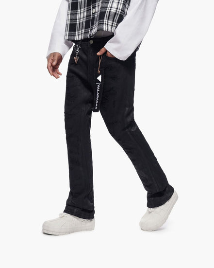Trance Waxed Stacked Jeans