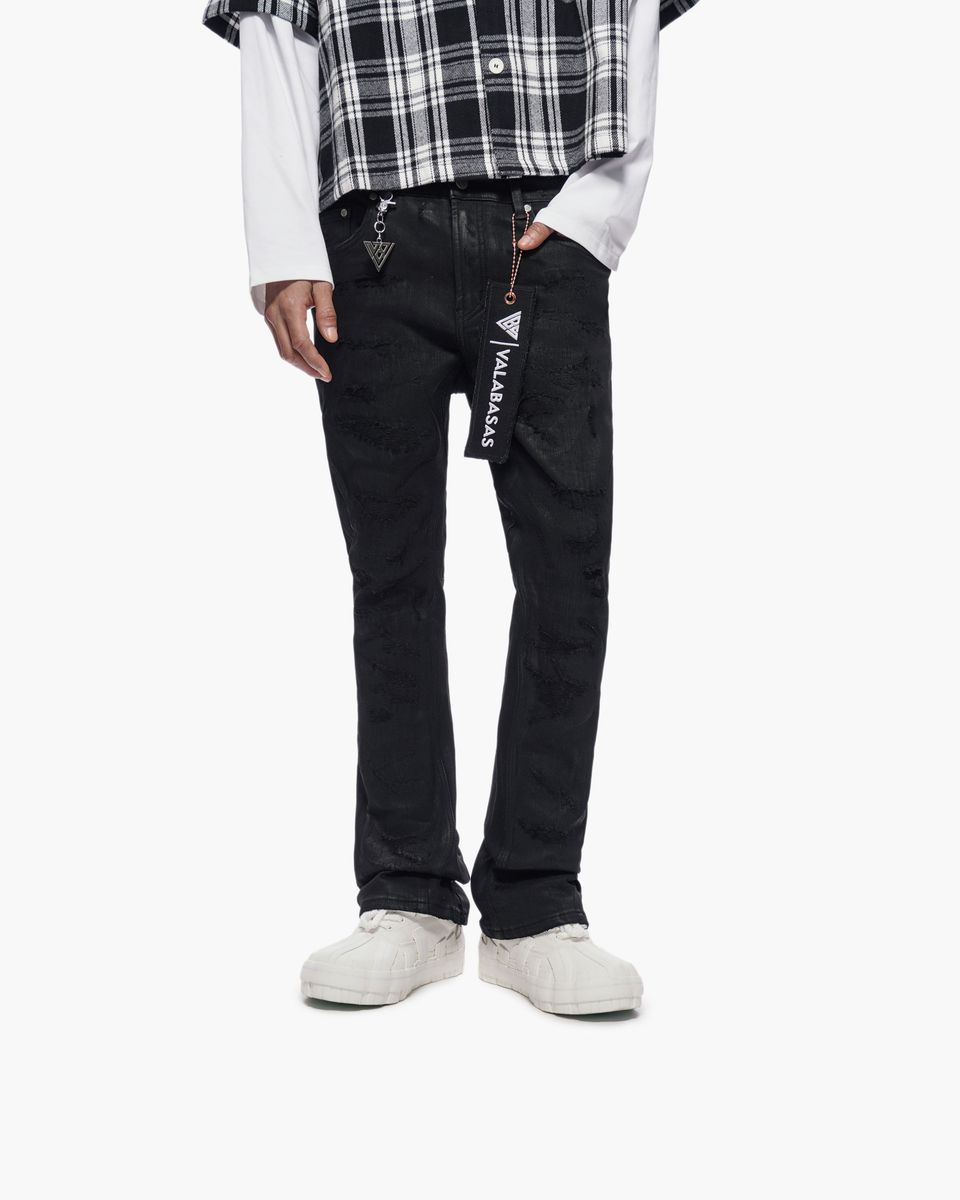 Trance Waxed Stacked Jeans
