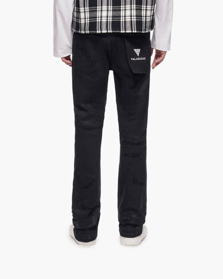 Trance Waxed Stacked Jeans