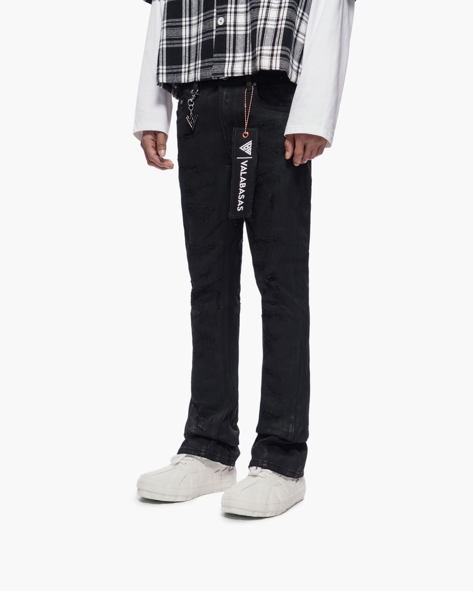 Trance Waxed Stacked Jeans