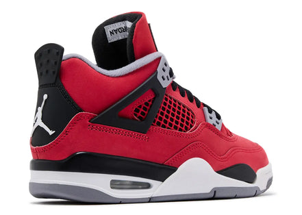 Red, black, and white sneaker with a prominent brand logo on a white background