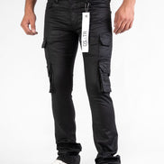 Waxed Cargo Stacked Jeans 533