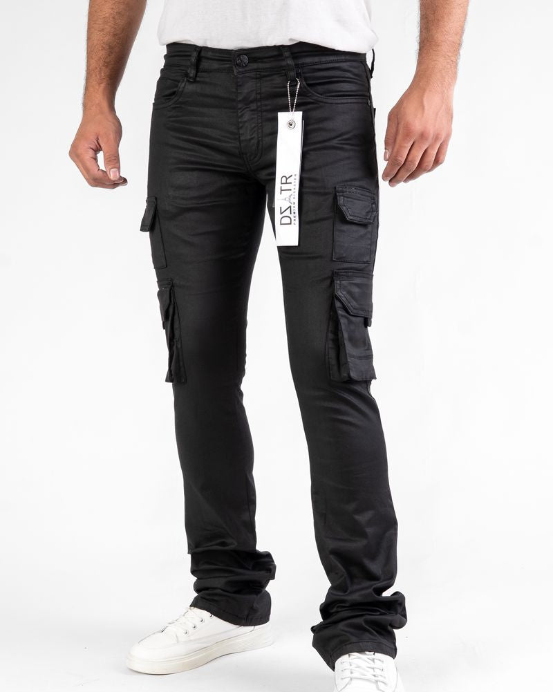 Waxed Cargo Stacked Jeans 533
