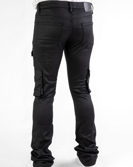 Waxed Cargo Stacked Jeans 533