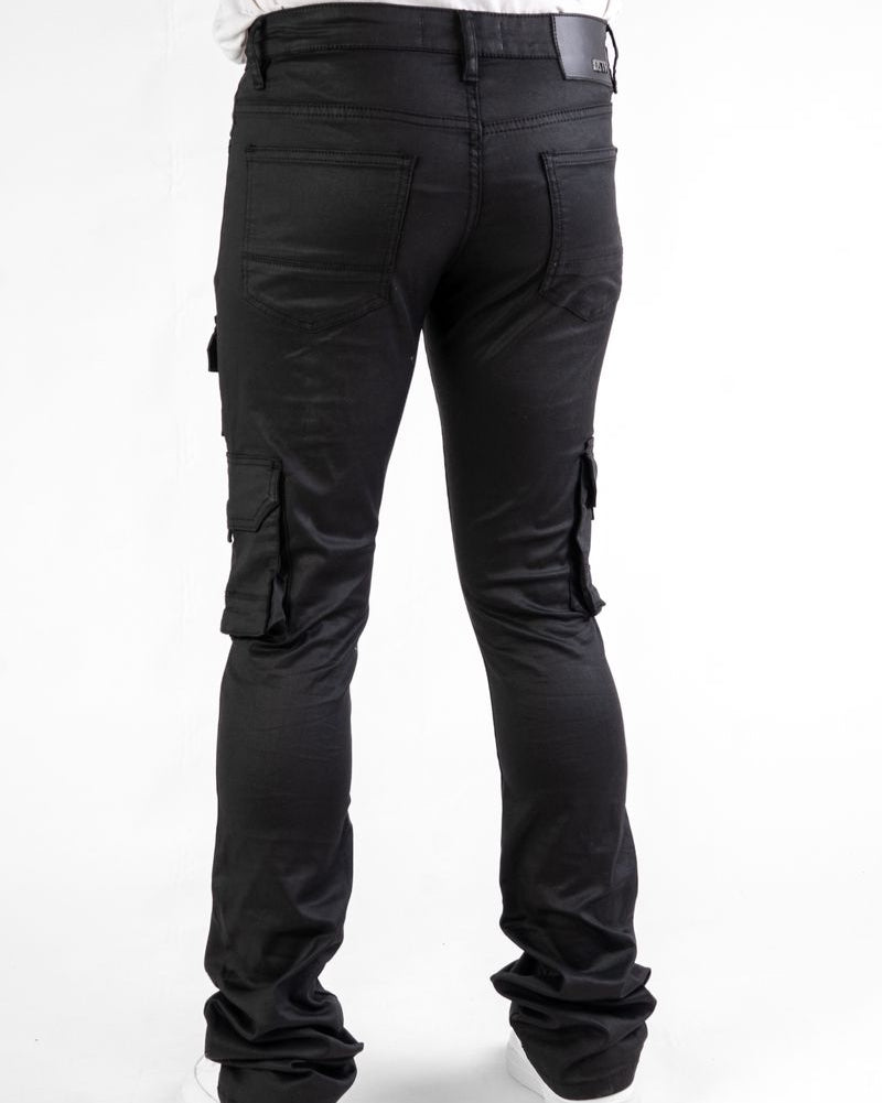 Waxed Cargo Stacked Jeans 533