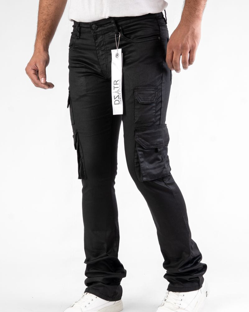 Waxed Cargo Stacked Jeans 533