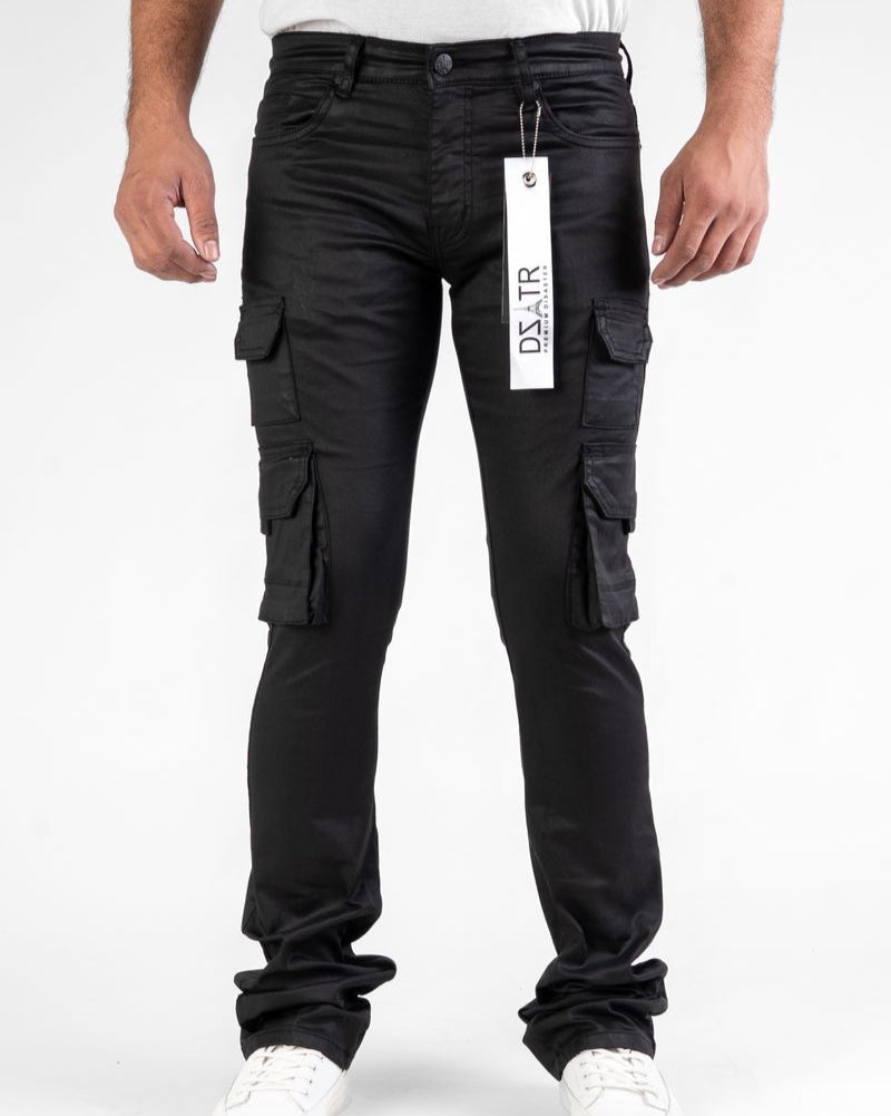 Waxed Cargo Stacked Jeans 533