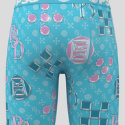 Blue underwear with brand logo and patterns on a white background