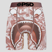 Men's underwear with shark design and PSD brand on a white background
