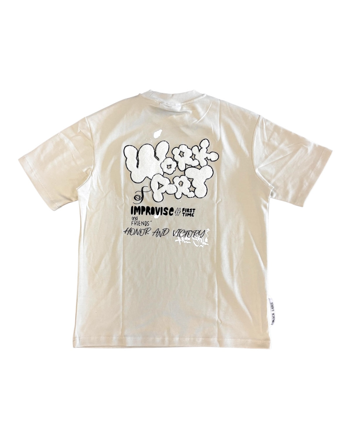 Black label work of art tee in cream 