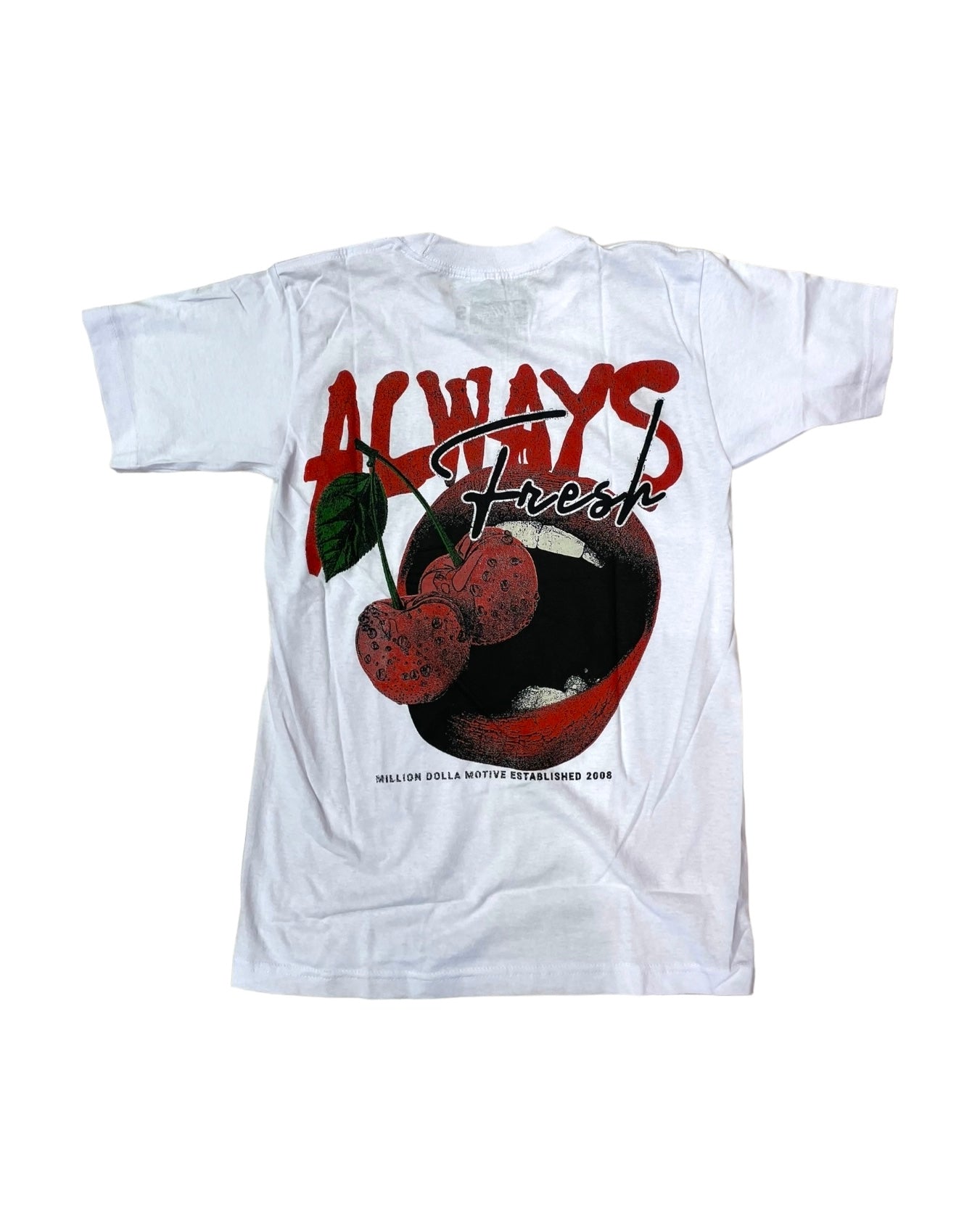 million dolla motive always fresh cherries white tshirt