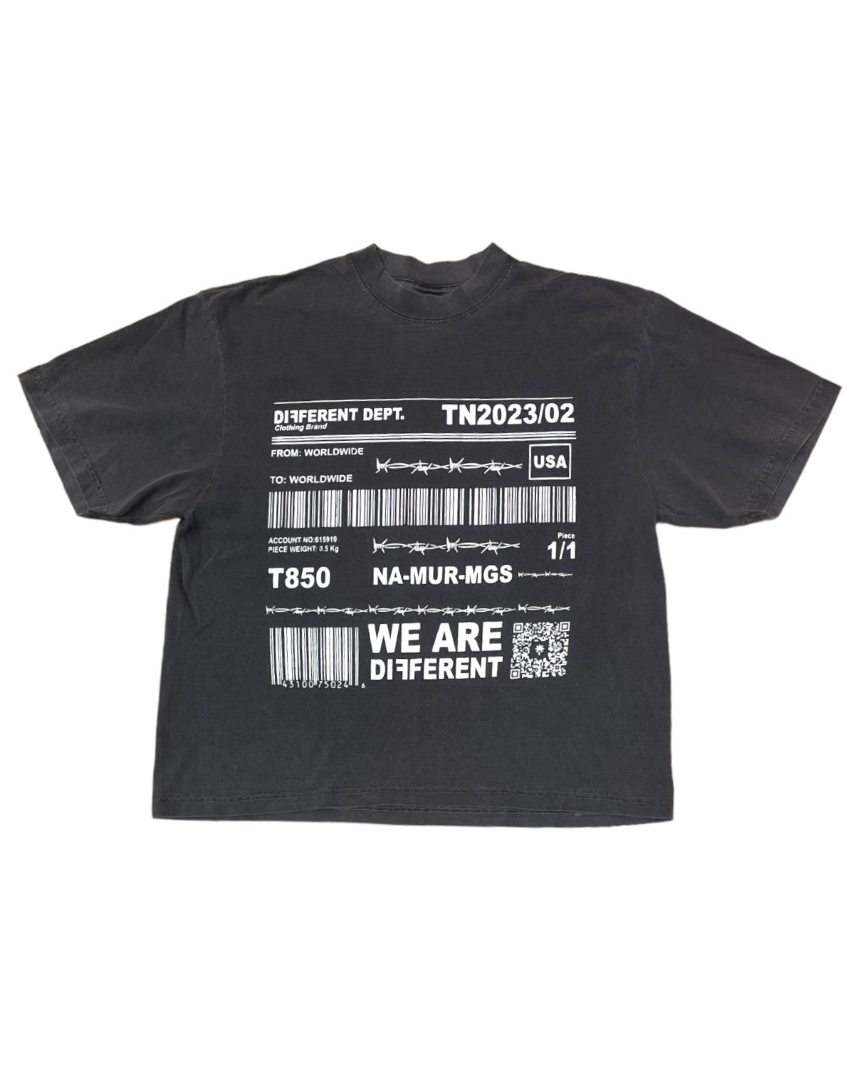 barcode graphic tee in grey