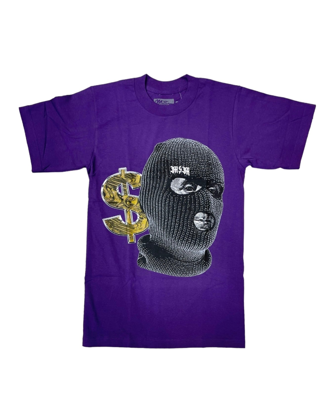 benjamin franklin ski mask tee in purple