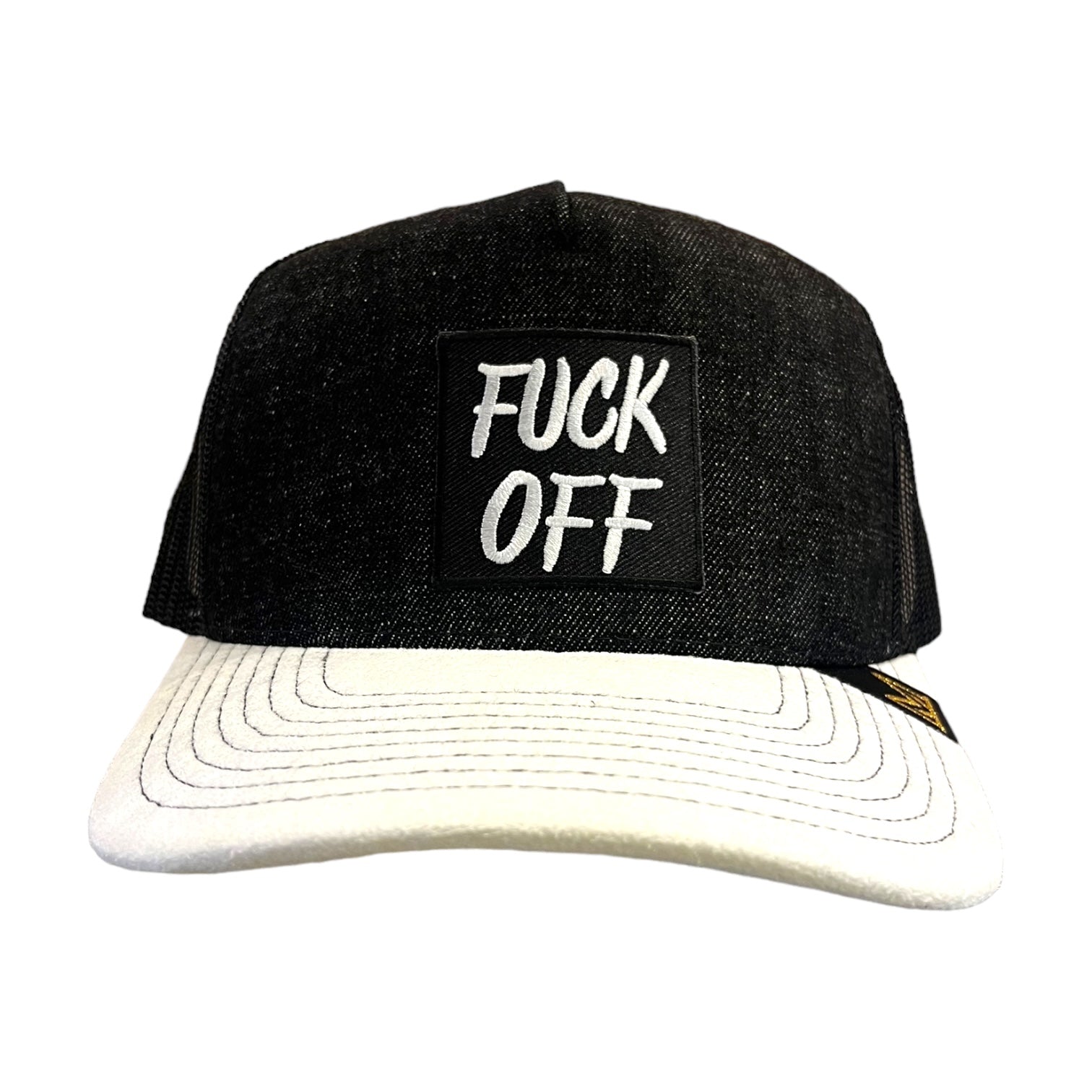 Fuck off trucker hat in black and white