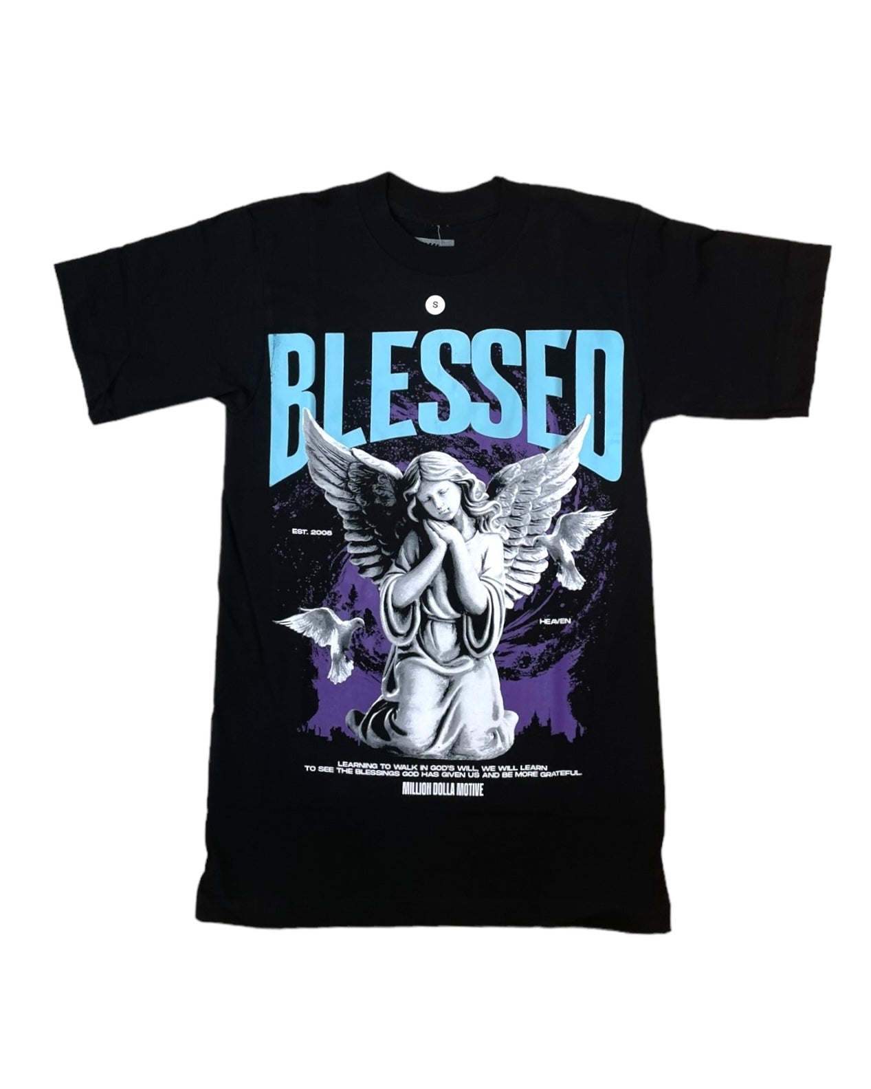 blessed angel 2.0 graphic tee in black