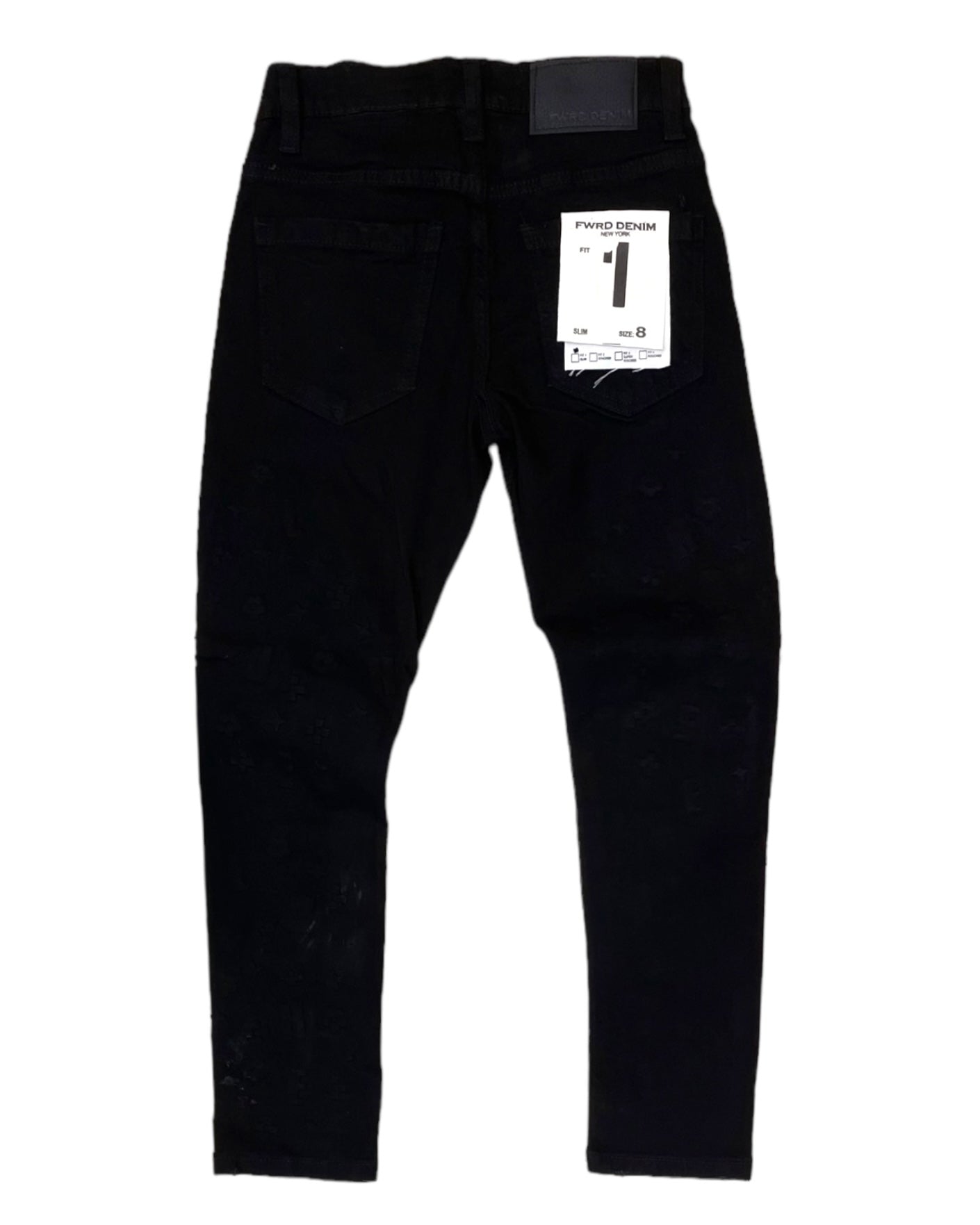 junior boys logo embossed skinny jeans jet black