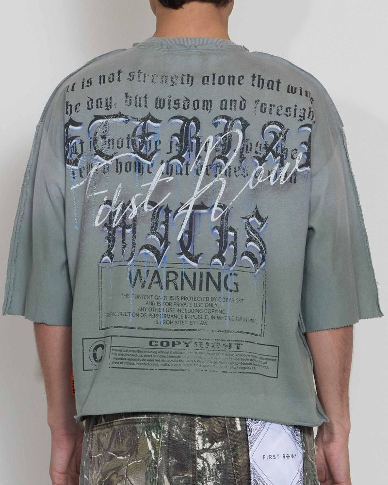 First Row eternal myths broken sculpture crop tee in grey 