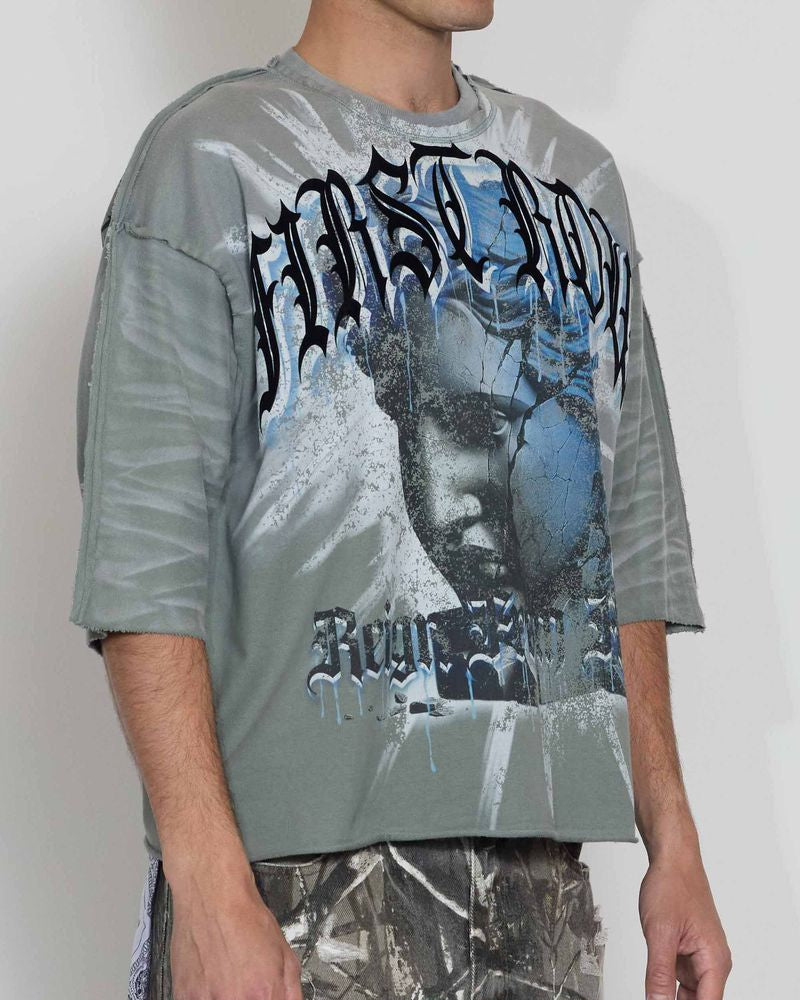 First Row eternal myths broken sculpture crop tee in grey 