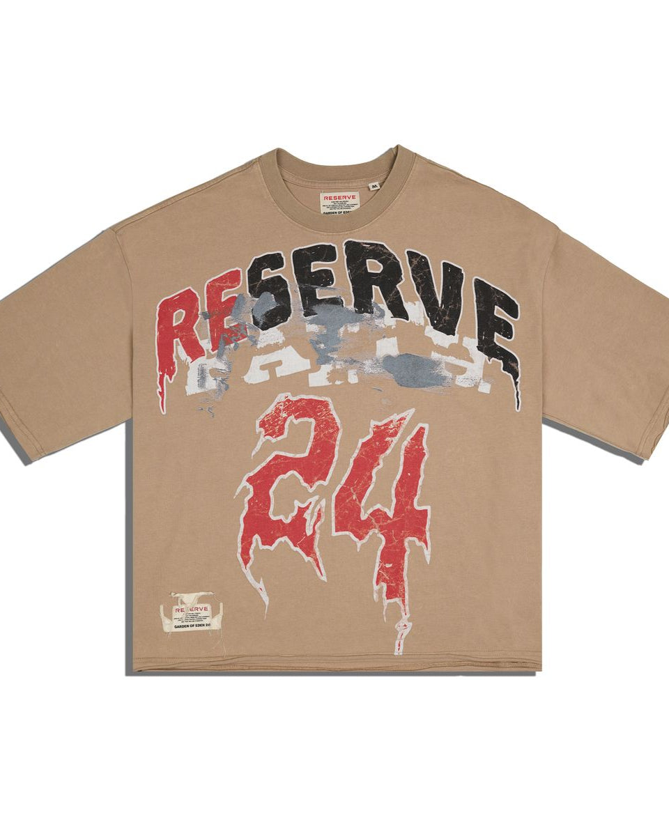 burned tee in khaki by the brand reserve