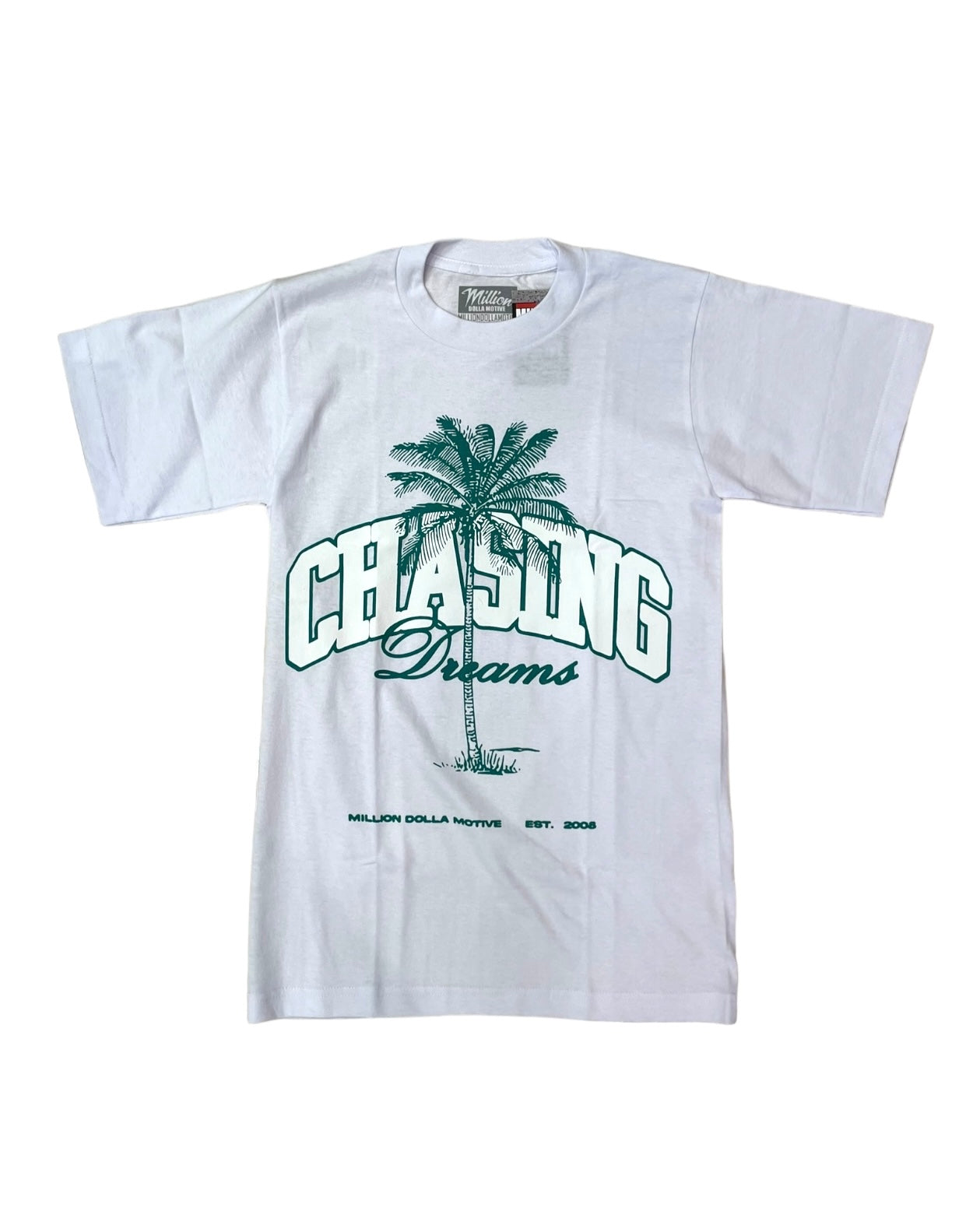 chasing dreams graphic tee in white
