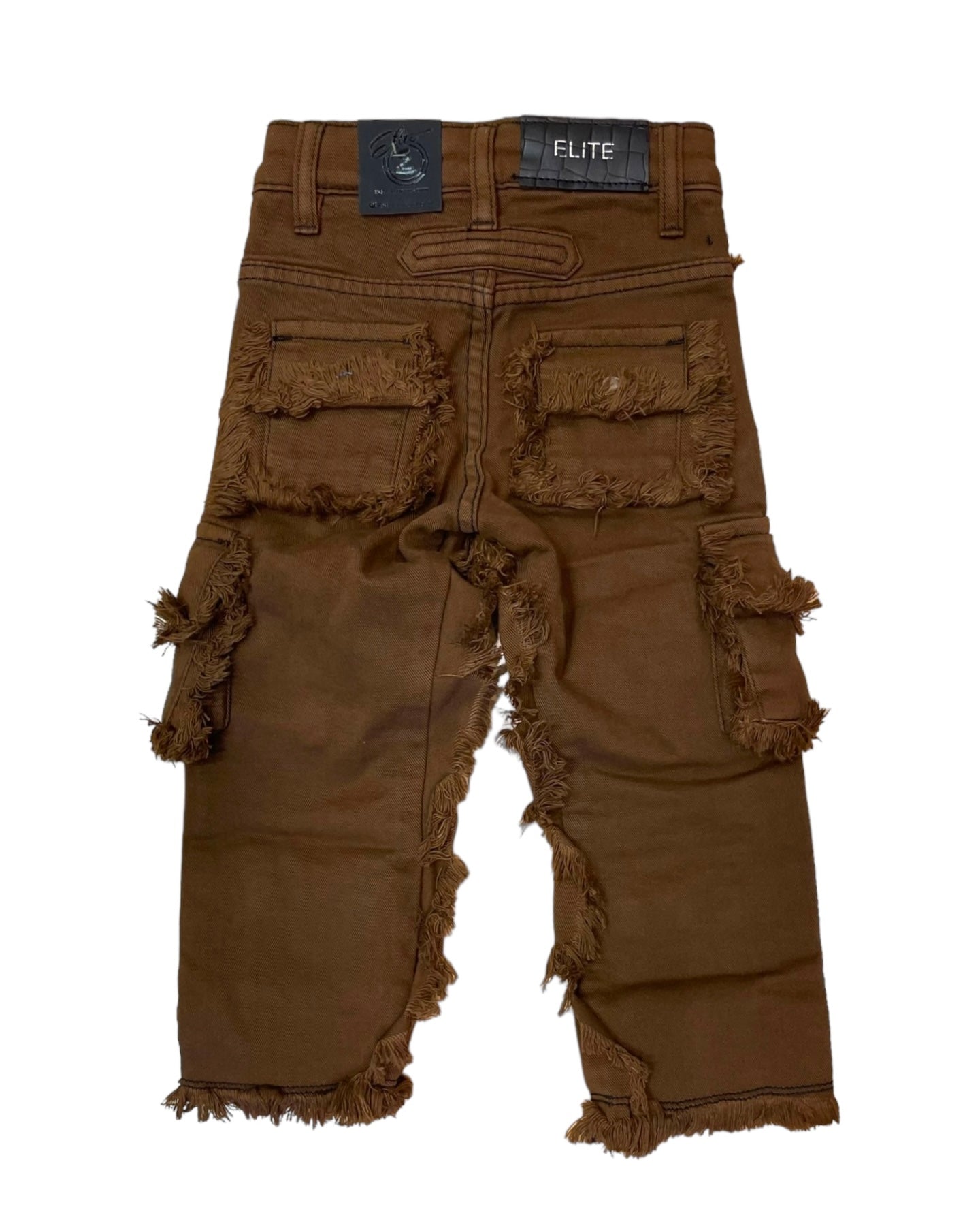 toddlers chocolater brown frayed straight leg jeans